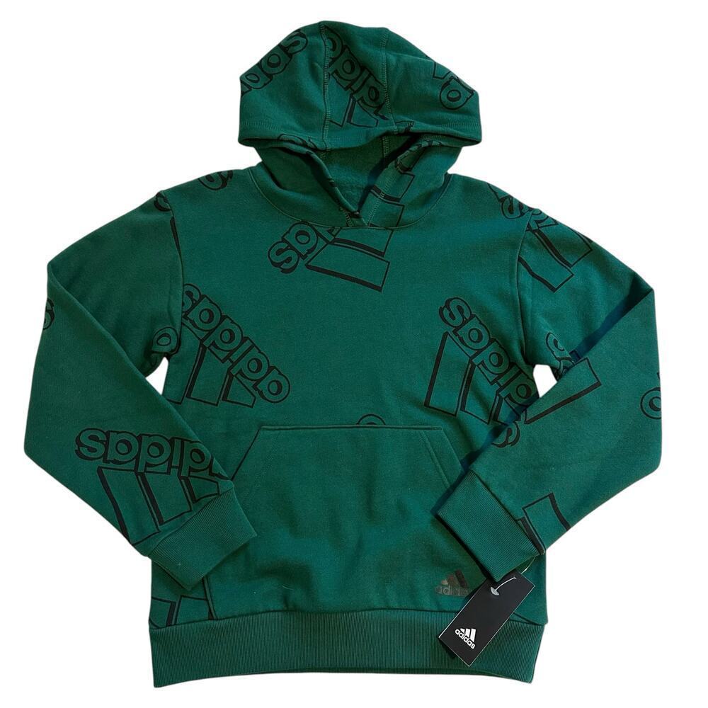 NWT Adidas Brand Love Pullover Hoodie Green Kids Medium 10-12